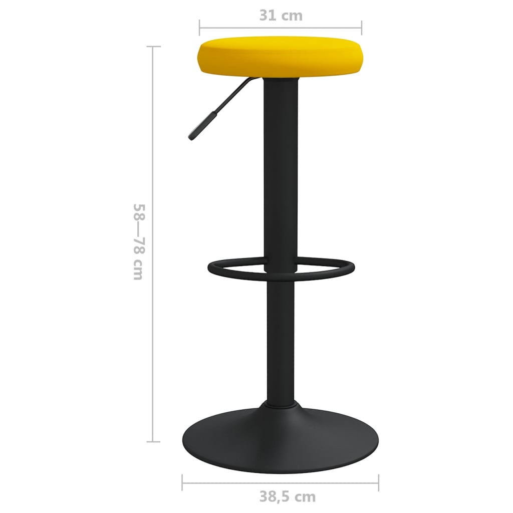 Tabourets de bar lot de 2 jaune moutarde velours