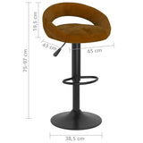 Tabourets de bar lot de 2 marron velours