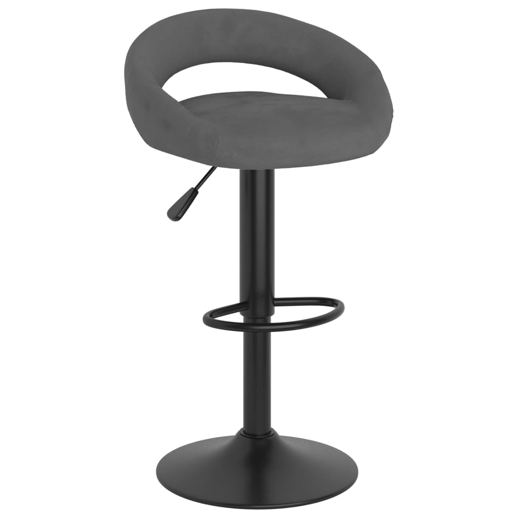 Tabourets de bar lot de 2 gris foncé velours