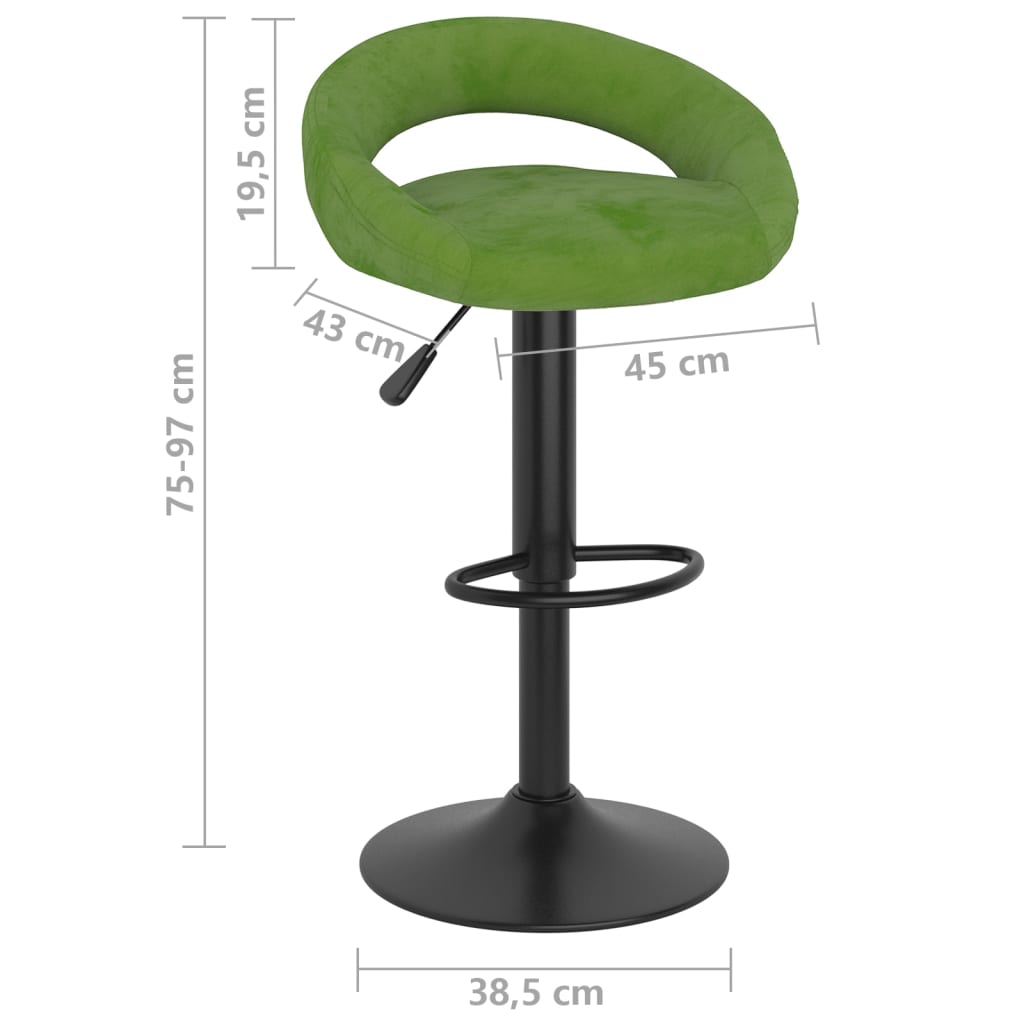 Tabourets de bar lot de 2 vert clair velours