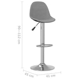 Tabourets de bar lot de 2 gris tissu