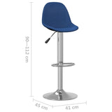 Tabourets de bar lot de 2 bleu tissu