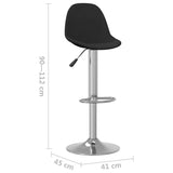 Tabourets de bar lot de 2 noir tissu