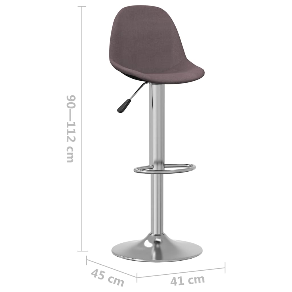 Tabourets de bar lot de 2 taupe tissu