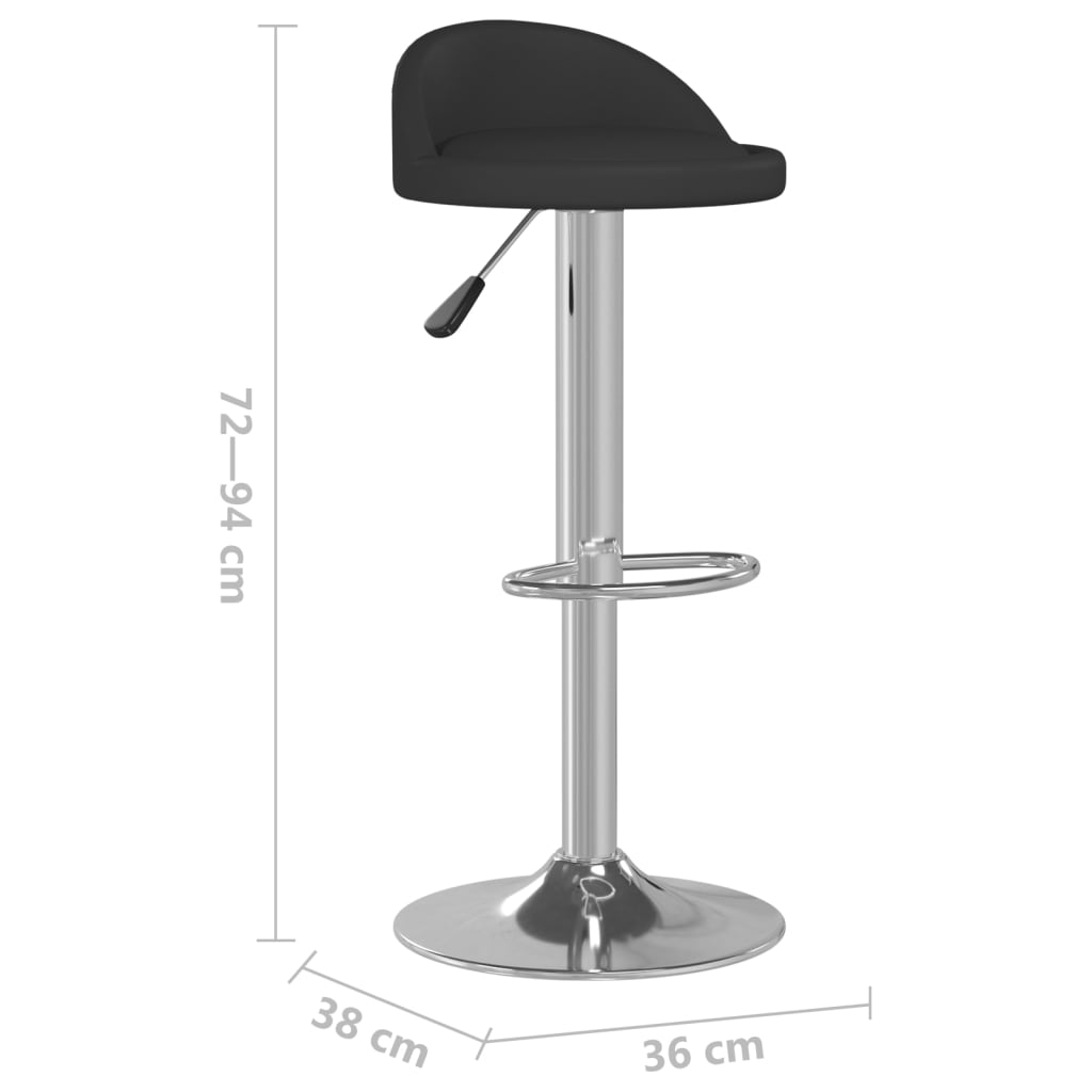 Tabourets de bar lot de 2 noir similicuir