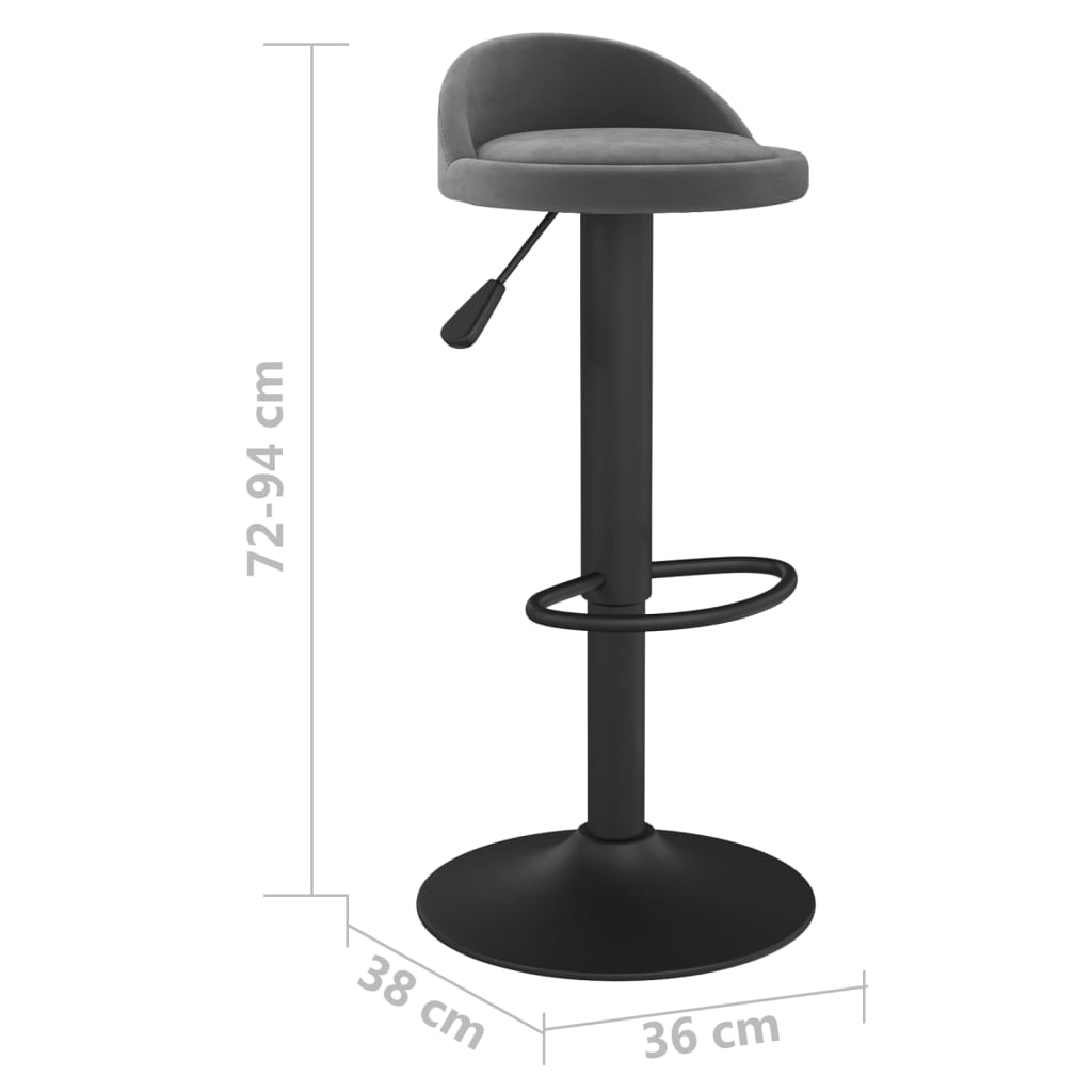 Tabouret de bar Gris foncé Velours