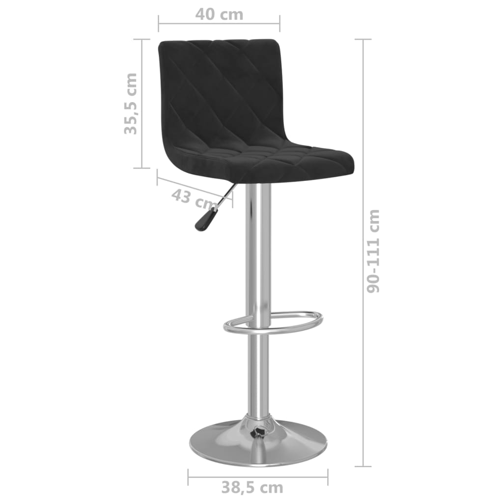 Tabourets de bar lot de 2 noir velours