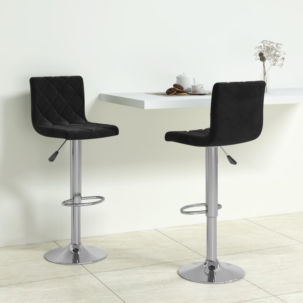 Tabourets de bar lot de 2 noir velours