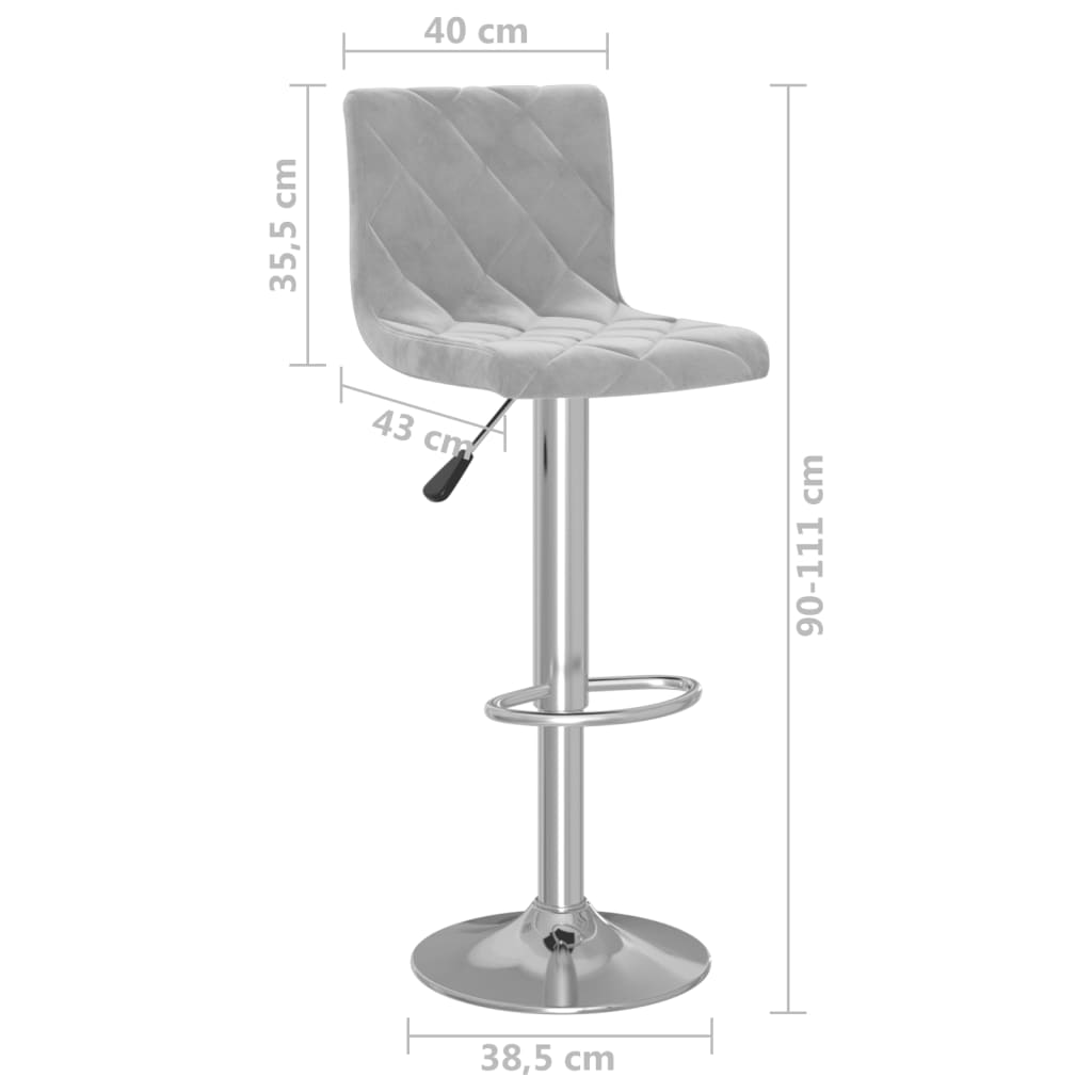 vidaXL Tabourets de bar lot de 2 gris clair velours