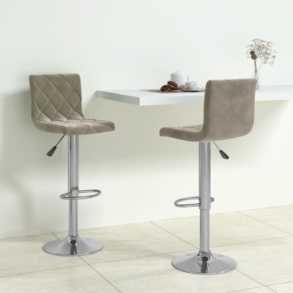 vidaXL Tabourets de bar lot de 2 gris clair velours