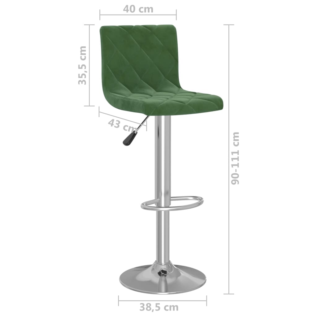 Tabourets de bar lot de 2 vert foncé velours