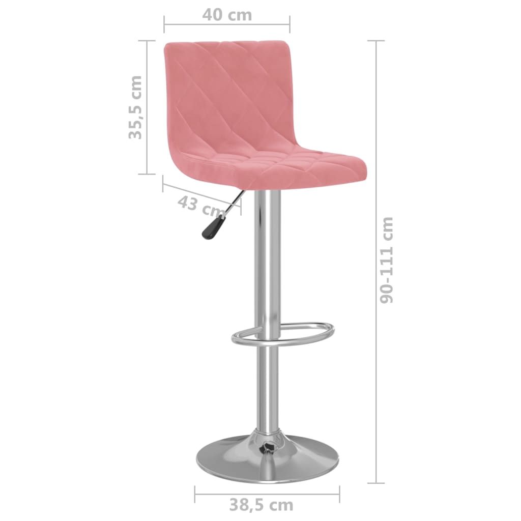 Tabourets de bar lot de 2 rose velours