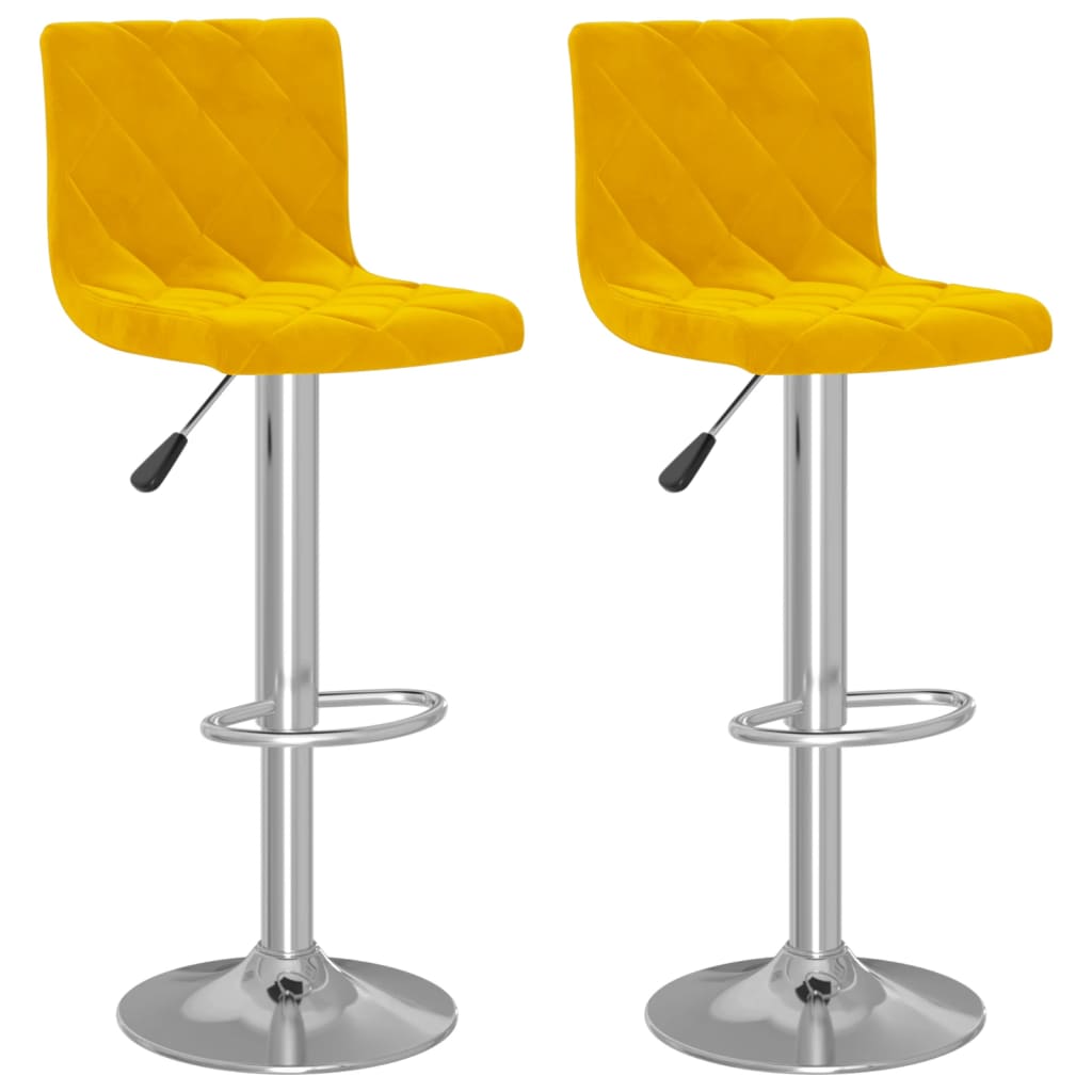 Tabourets de bar lot de 2 jaune moutarde velours