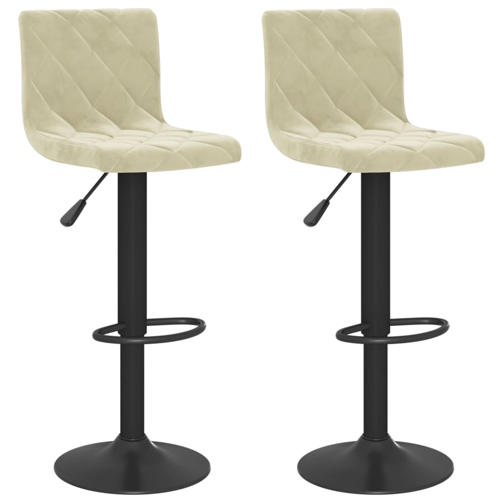 Tabourets de bar lot de 2 crème velours