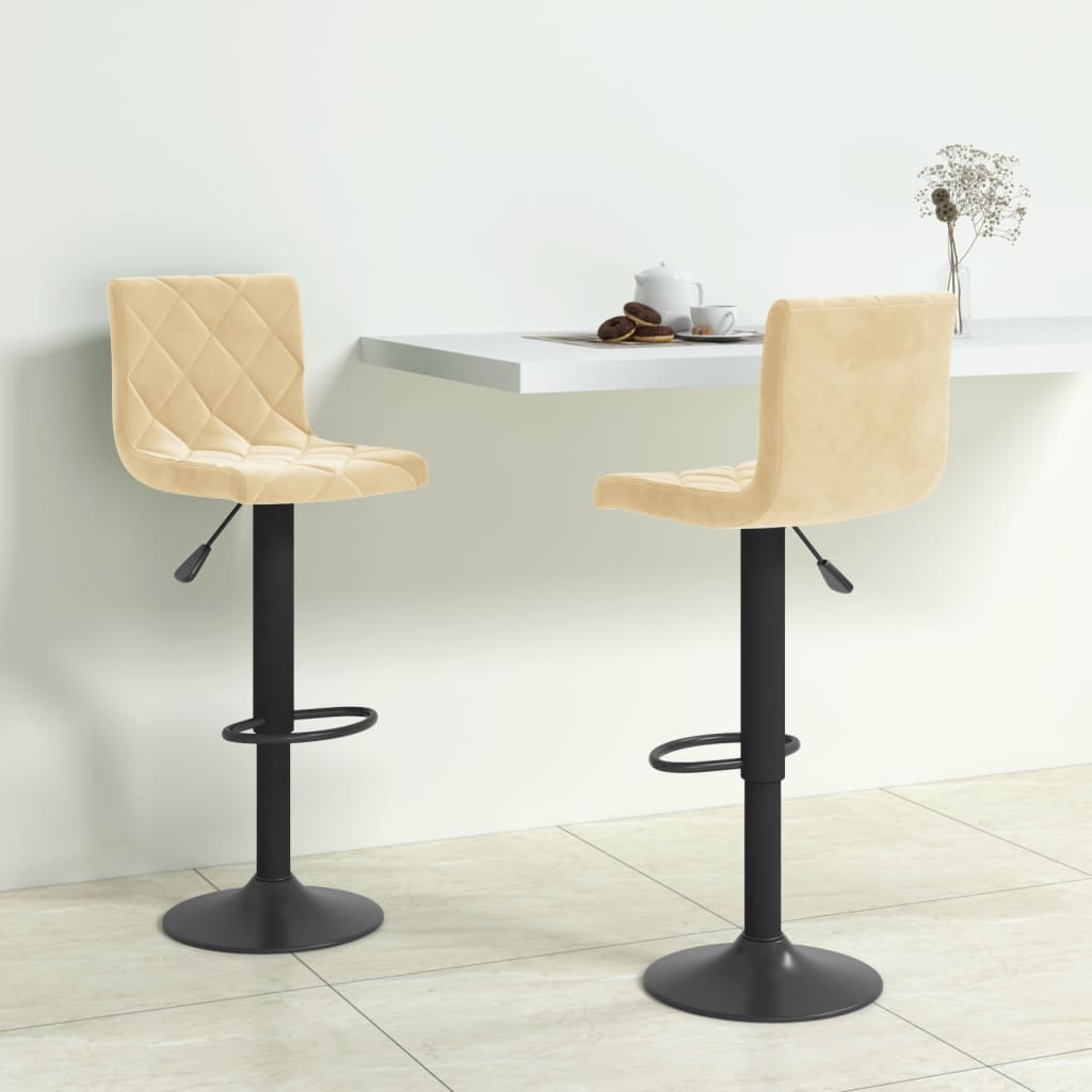 Tabourets de bar lot de 2 crème velours