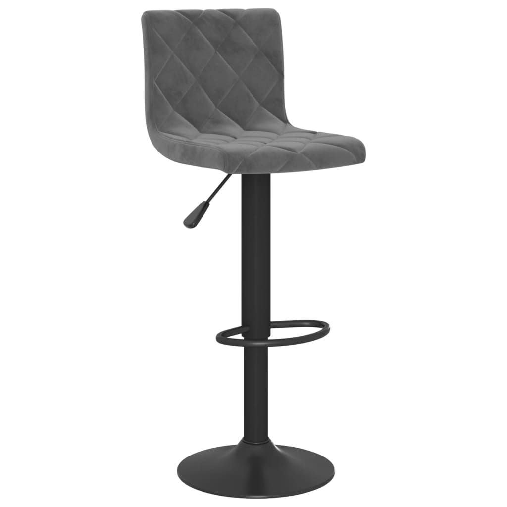 Tabourets de bar lot de 2 Gris foncé Velours