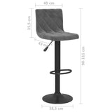 Tabourets de bar lot de 2 Gris foncé Velours