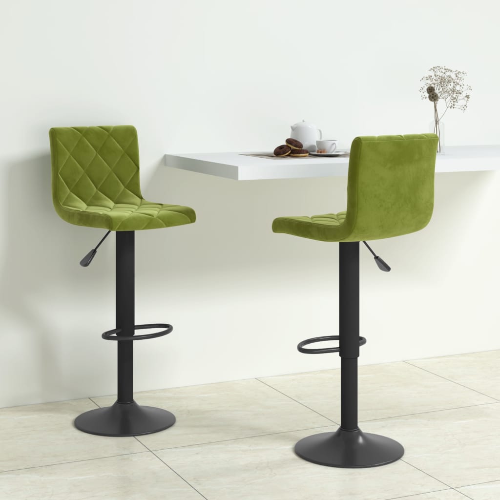 Tabourets de bar lot de 2 vert clair velours