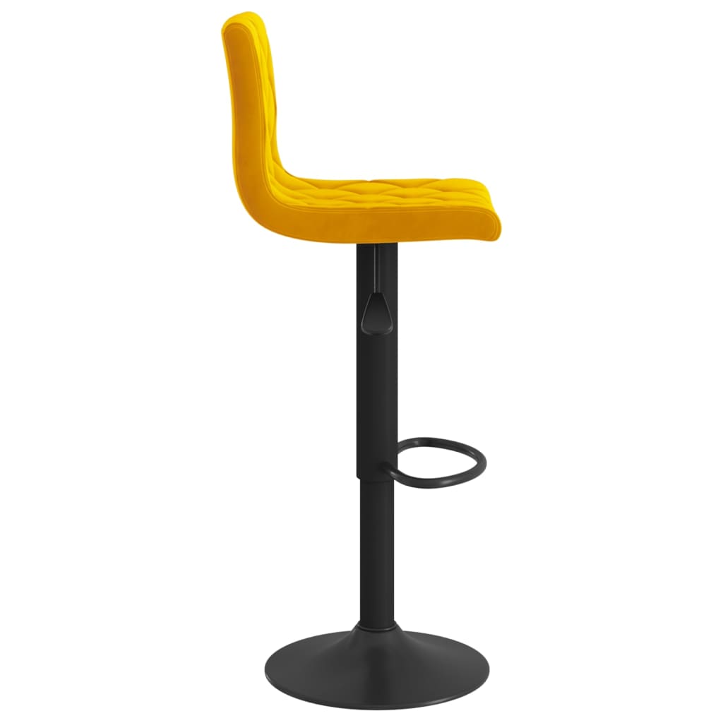 Tabourets de bar lot de 2 Jaune moutarde Velours