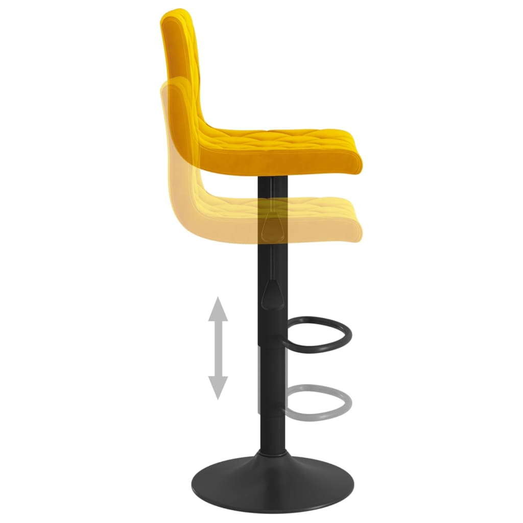 Tabourets de bar lot de 2 Jaune moutarde Velours