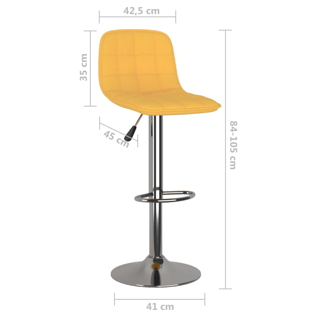 Tabourets de bar lot de 2 jaune tissu