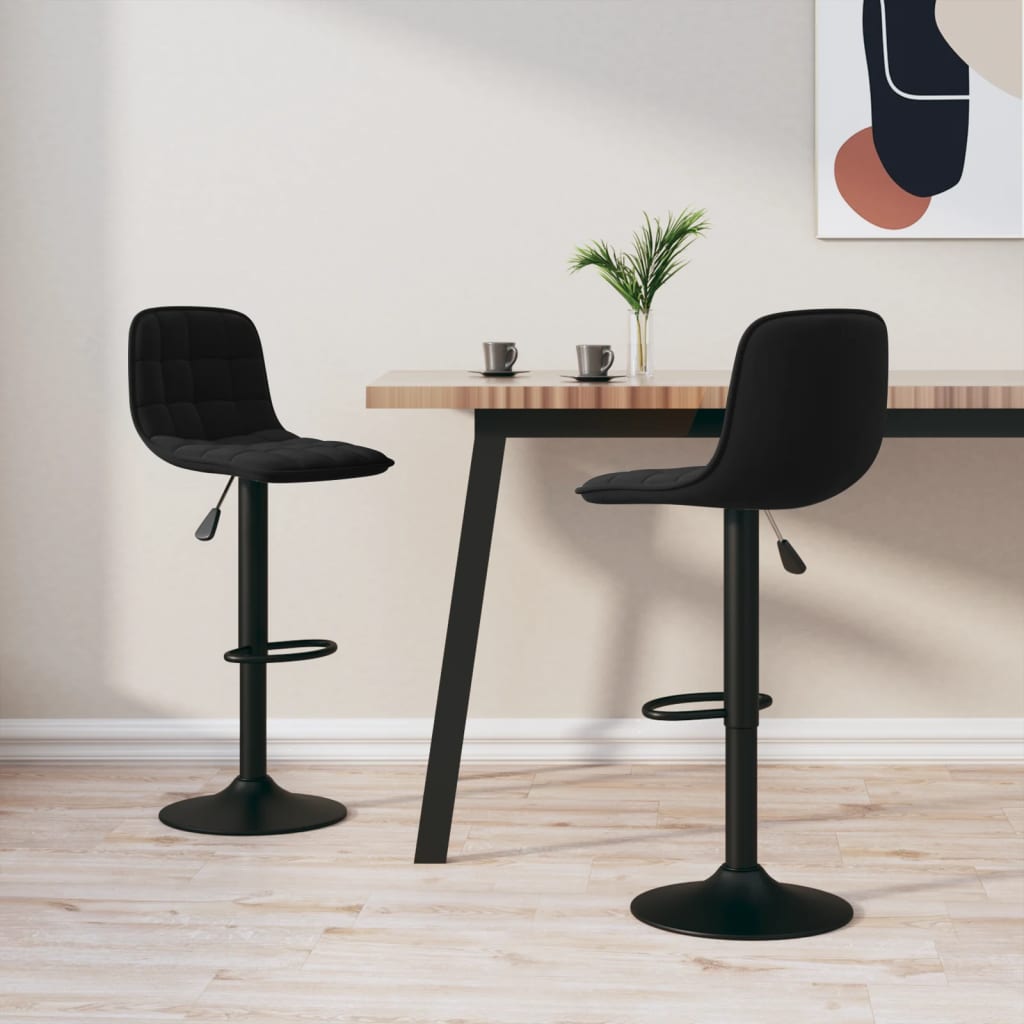 Tabourets de bar lot de 2 Noir Velours