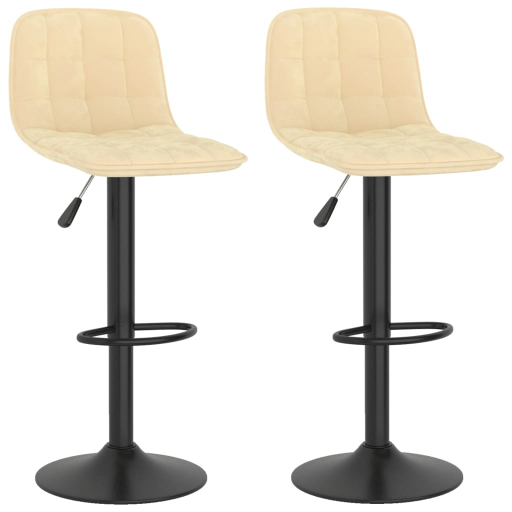 Tabourets de bar lot de 2 crème velours