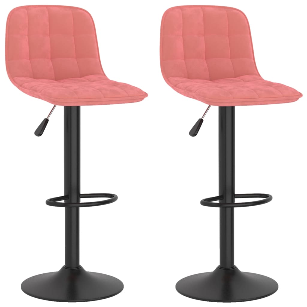 Tabourets de bar lot de 2 rose velours