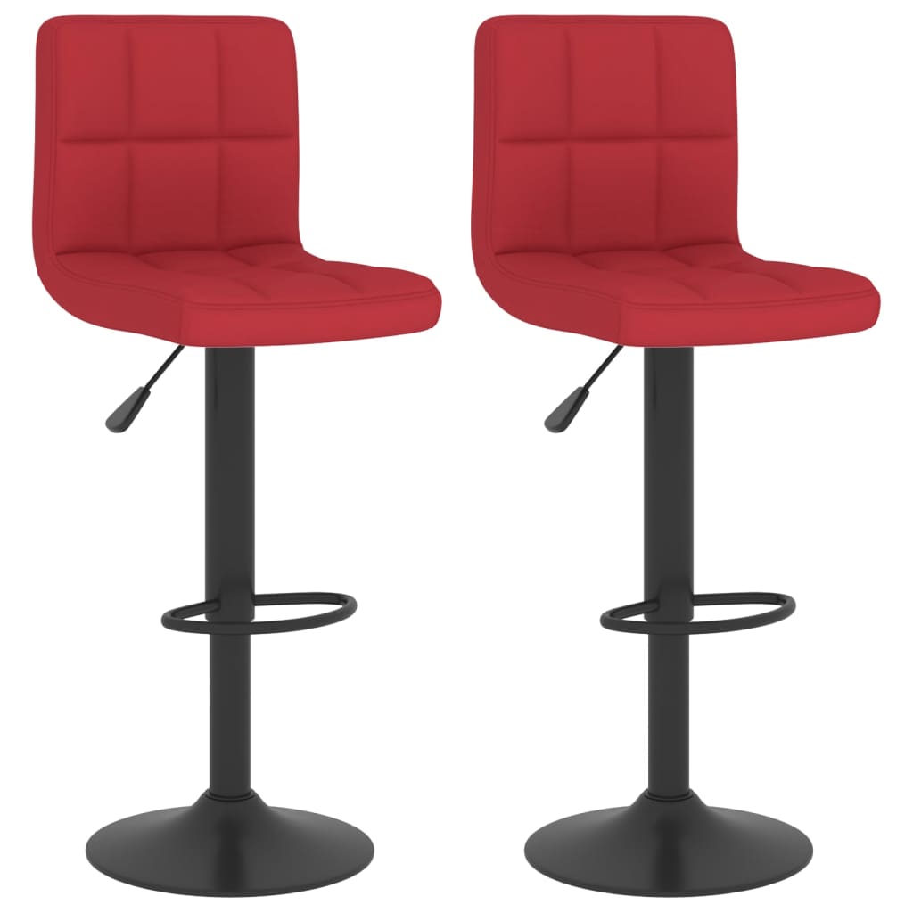 Tabourets de bar lot de 2 rouge bordeaux tissu