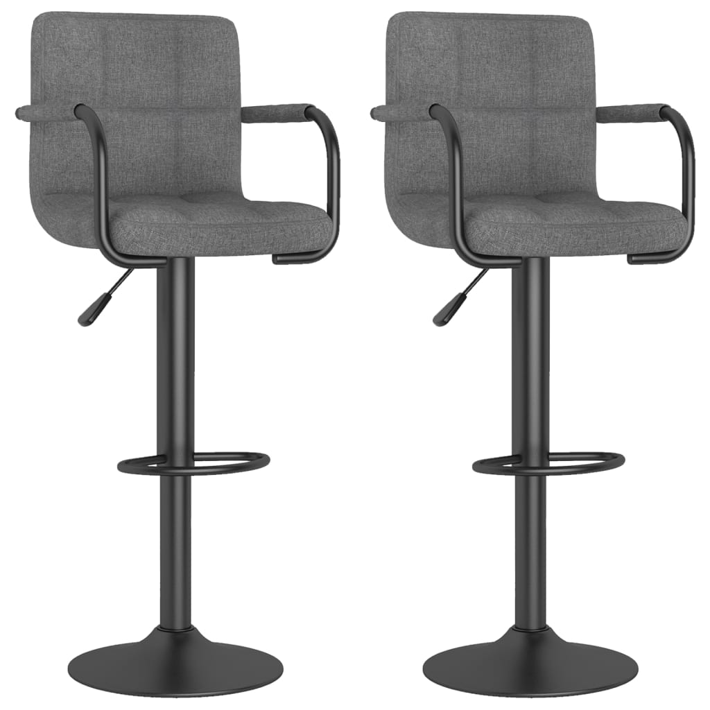 Tabourets de bar lot de 2 gris clair tissu