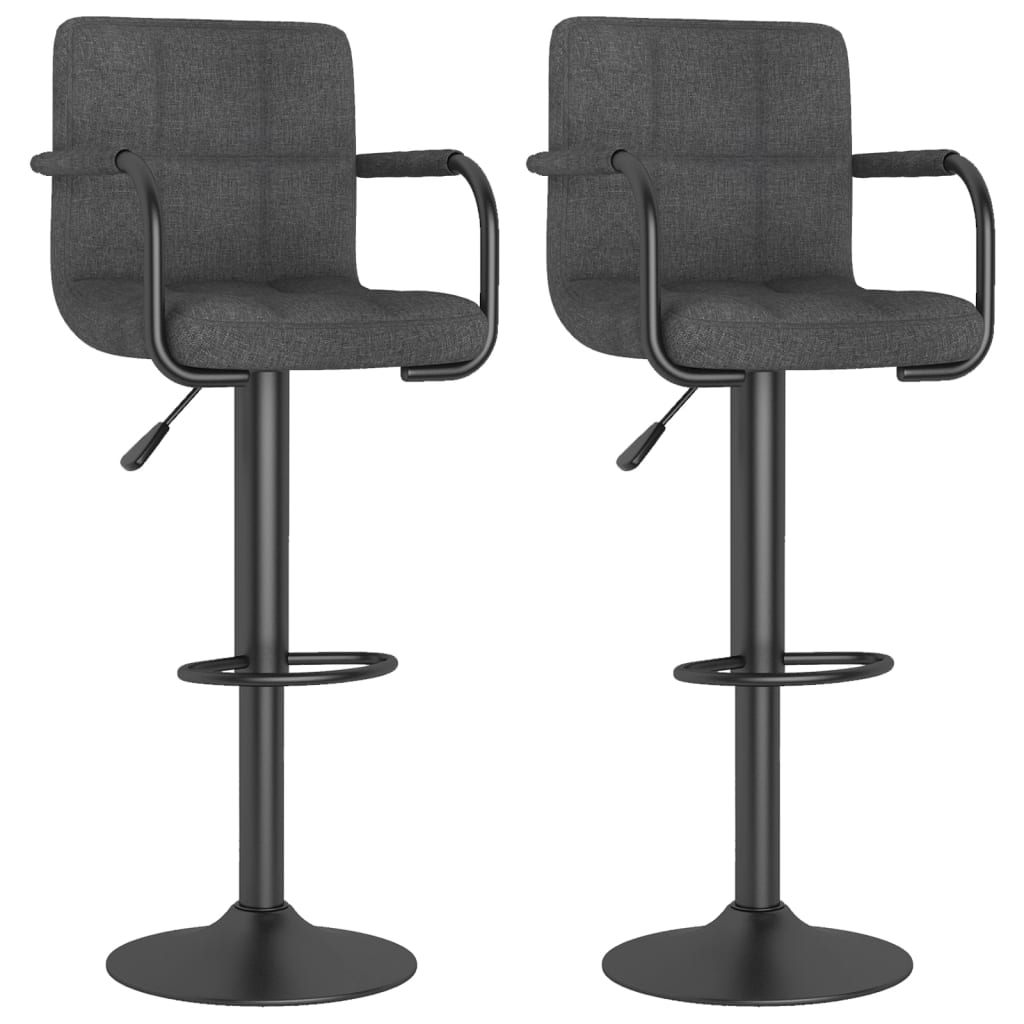 Tabourets de bar lot de 2 gris foncé tissu