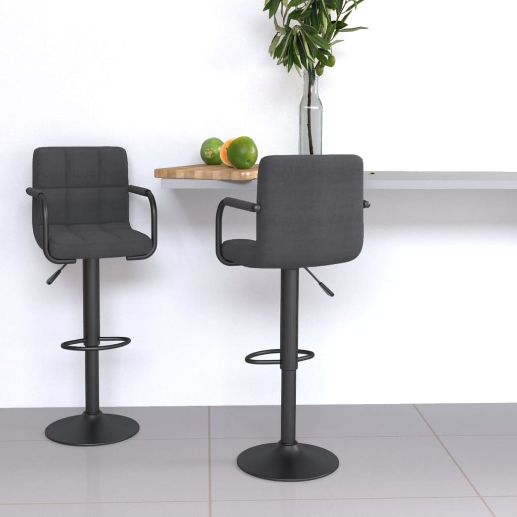 Bar stools set of 2 dark gray fabric