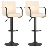 Tabourets de bar lot de 2 crème tissu