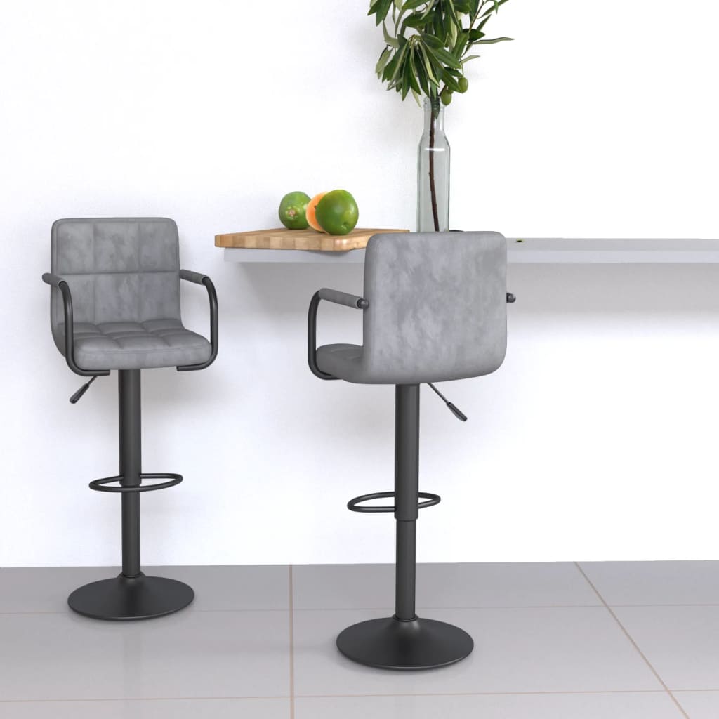 Tabourets de bar lot de 2 gris clair velours