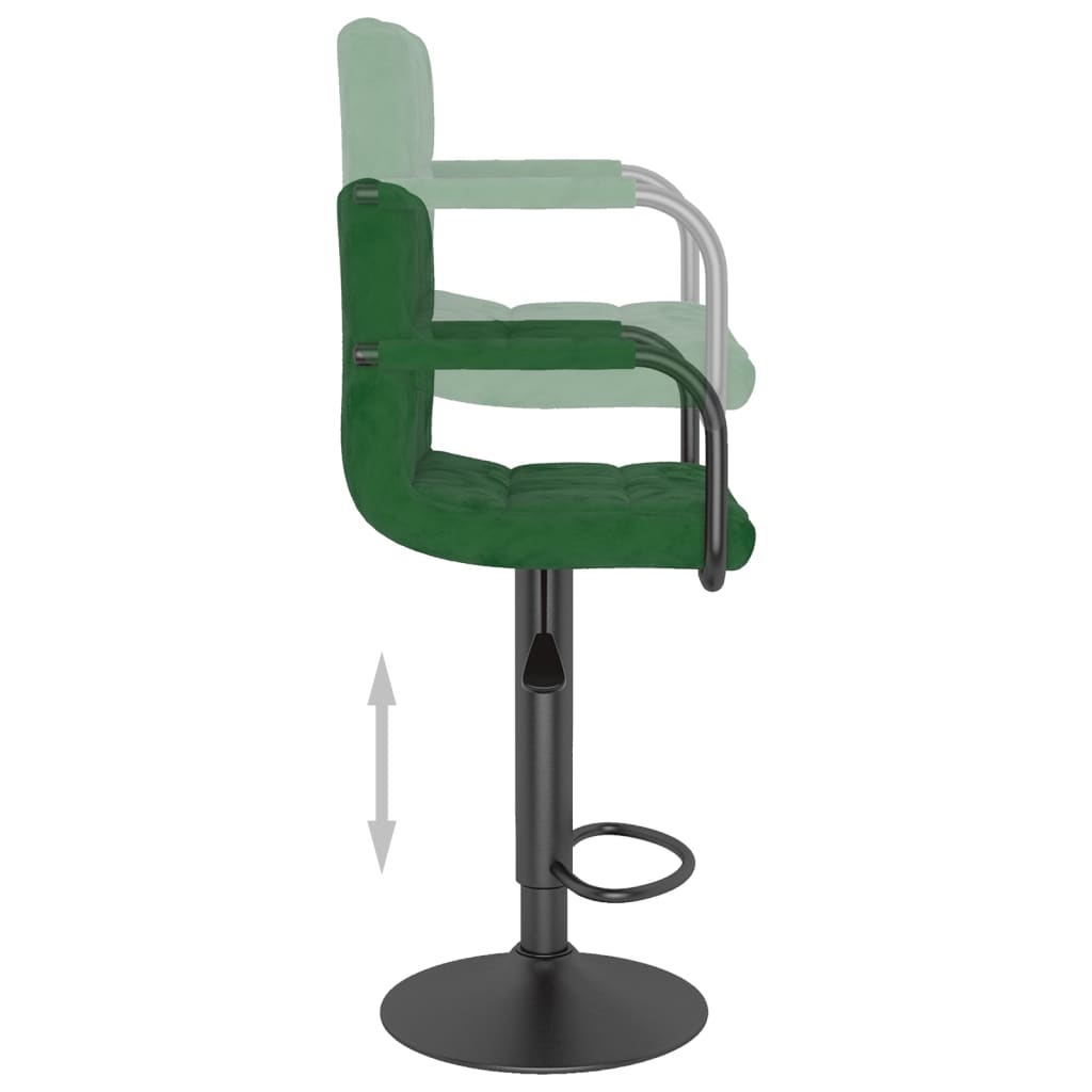 Tabourets de bar lot de 2 vert foncé velours