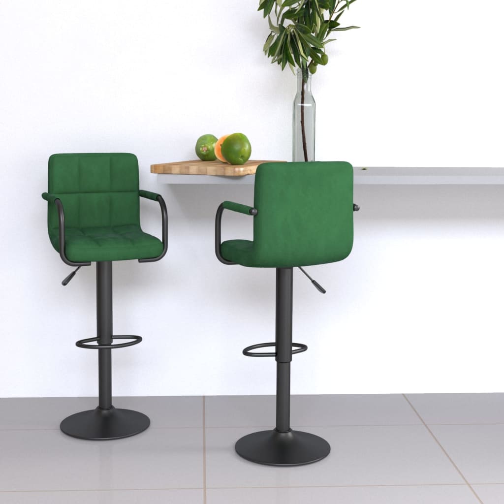 Tabourets de bar lot de 2 vert foncé velours