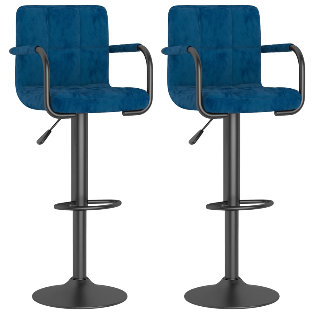 Tabourets de bar lot de 2 bleu velours