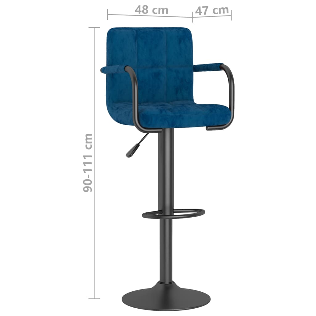 Tabourets de bar lot de 2 bleu velours