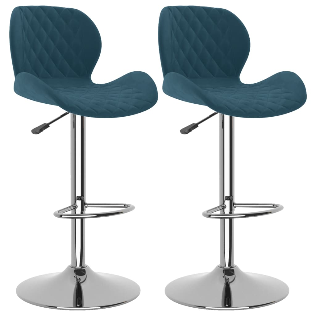 Tabourets de bar lot de 2 bleu velours