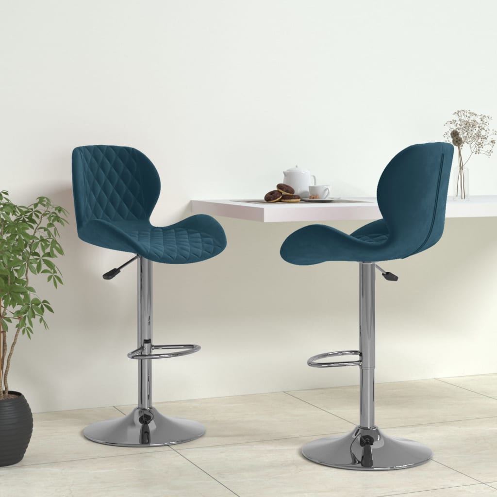 Tabourets de bar lot de 2 bleu velours