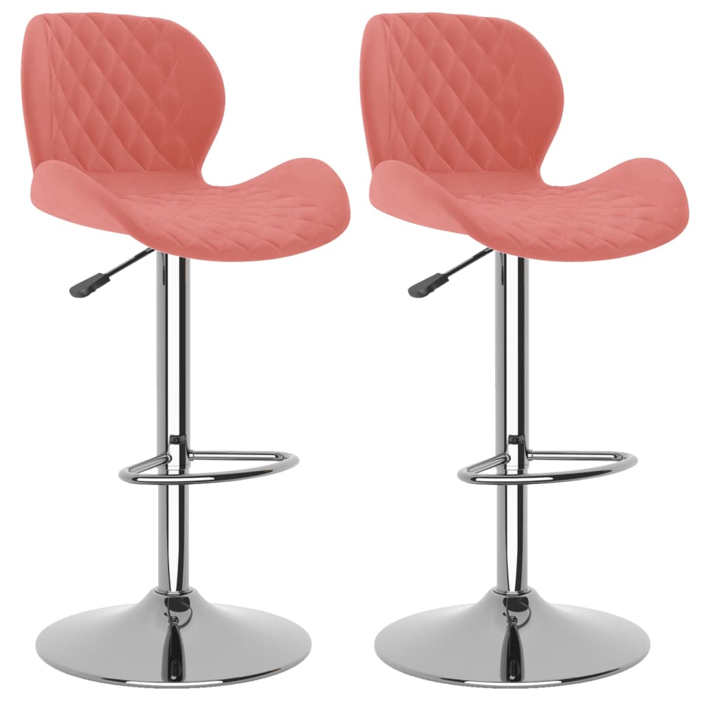 Tabourets de bar lot de 2 rose velours