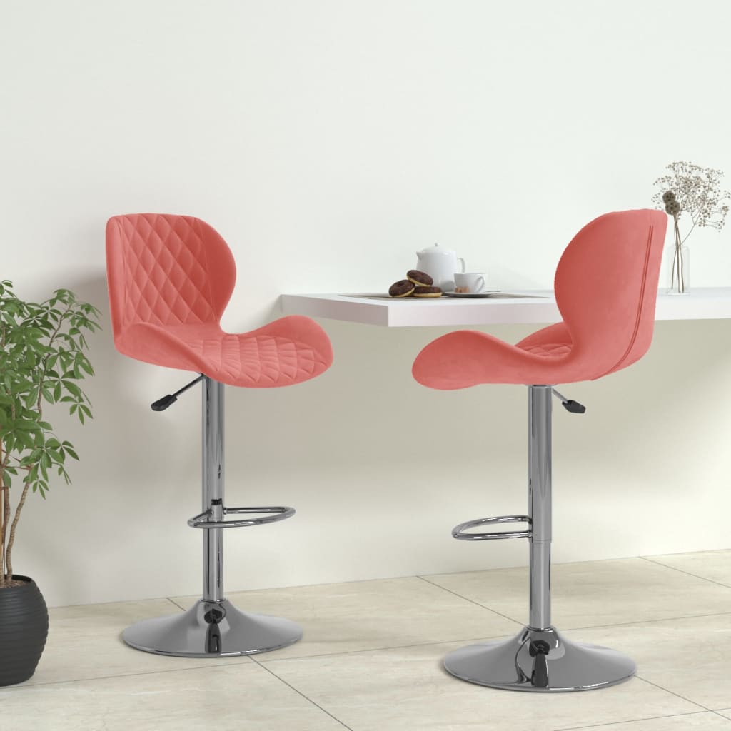 Tabourets de bar lot de 2 rose velours