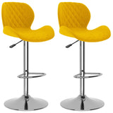 Tabourets de bar lot de 2 jaune moutarde velours