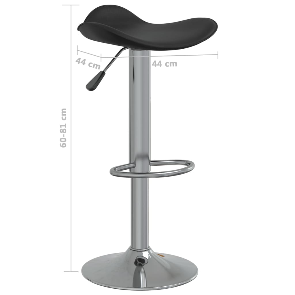 Tabourets de bar lot de 2 noir acier chromé et cuir artificiel