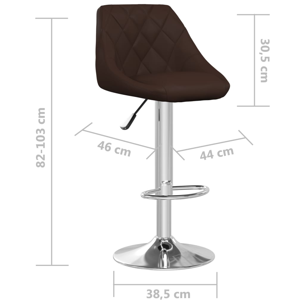 Tabourets de bar lot de 2 marron similicuir