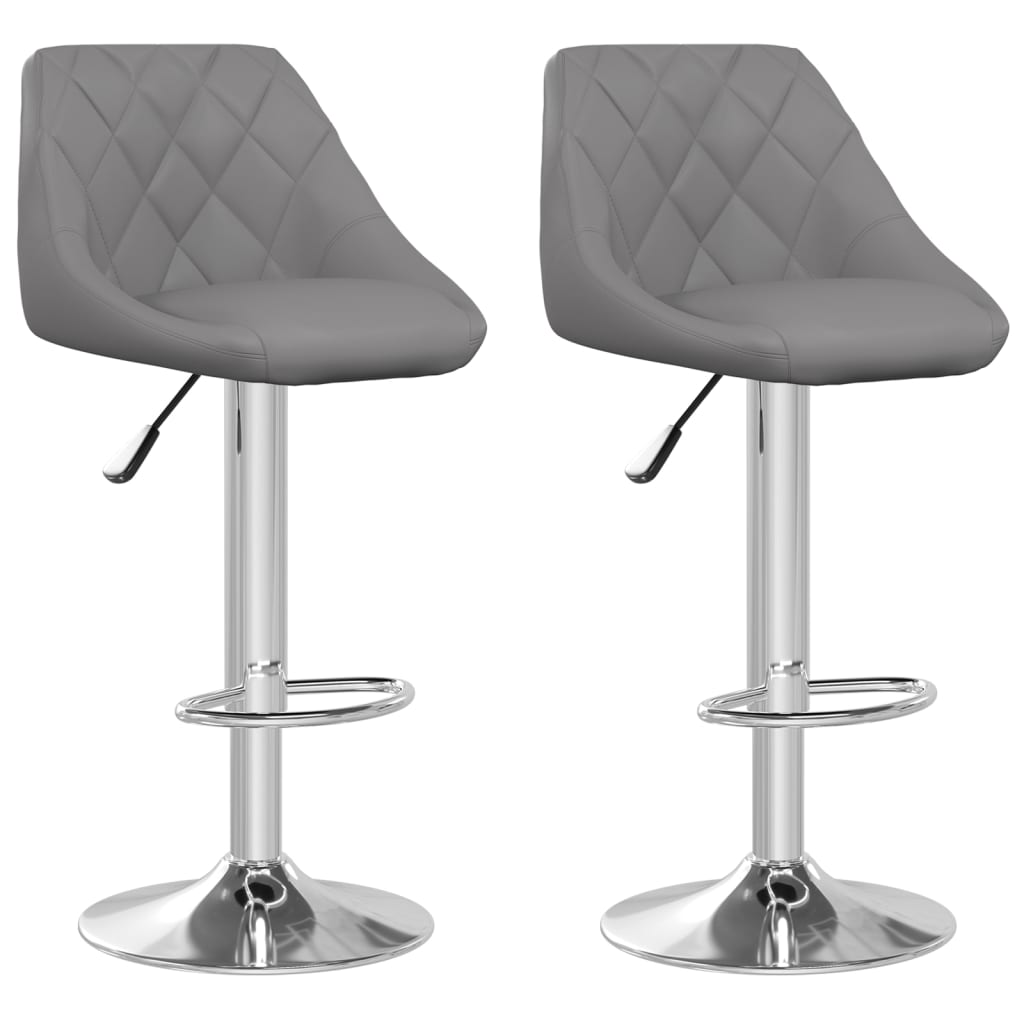 Tabourets de bar lot de 2 gris similicuir