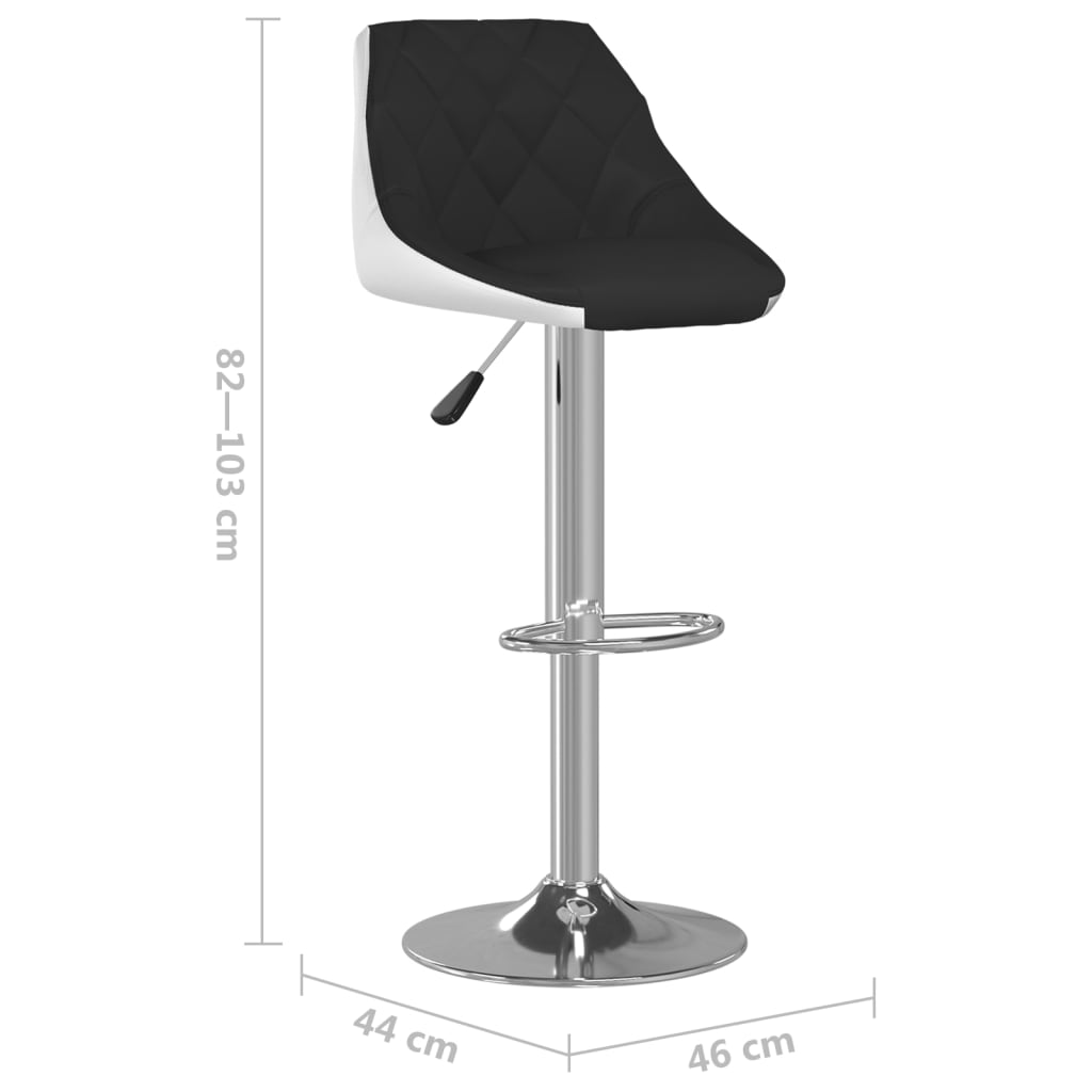 Tabourets de bar lot de 2 noir et blanc similicuir