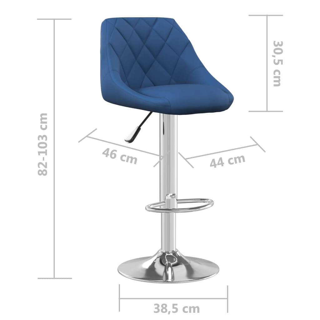 Tabourets de bar lot de 2 bleu velours