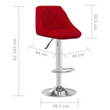 Tabourets de bar lot de 2 rouge bordeaux velours