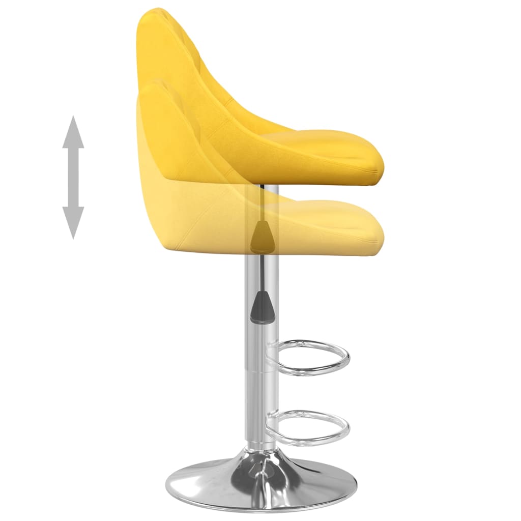 Tabourets de bar lot de 2 jaune moutarde velours